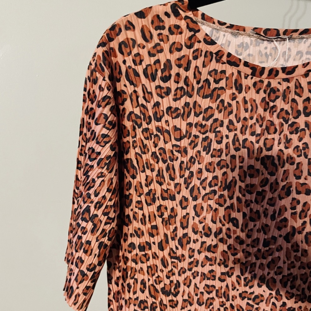 NWOT Zara large cheetah print accordion pleated dress maxi size large